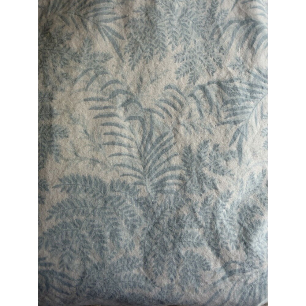 Vtg Lauren Ralph Light Blue White Botanical Fern Twin Fitted Sheet Cotton